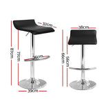 Artiss 2x Bar Stools Adjustable Gas Lift Chairs Black BA-TW-NEWT706-BK-X2