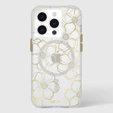 Case-Mate Floral Gems MagSafe Case For iPhone 15 Pro - Gold V578-CM051416