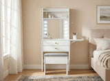 Levede Dressing Table Stool Dressing Vanity Desk Mirror LED Charging Station VM1036-WH-AU