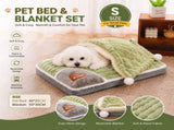 2-piece S size Green Pet Winter Comfort Bundle 50*36cm Plush Pet Blanket and 40*25cm Thickened Pet V888-ELOSUNG53277
