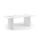 Dining Table Sintered Stone Top MDF Table Base High Glossy White V43-DT-SCRL