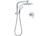 WELS Round 9" Twin Shower Head 3 Mode Handheld Gooseneck Wall Arm 2 in 1 Combo Mixer Set V1233-A703ROHR003M4CSR0901KRD201CR