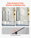 VEVOR Bathtub Shower Door 1295 x 1422 mm Frameless Foldable Tub Shower Door V952-PFYGM51W58HI1W5H9V0