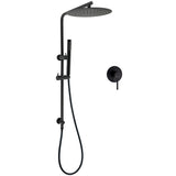 Matt Black Round 300mm Rain Shower Head Brass Handheld Riser Rail Set Diverter Mixer V1233-C4902B22PHT006CBKSR112BKRD201B