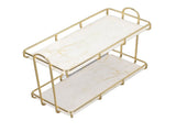 2 Tier Bathroom Shelf Countertop Standing Shelf with Partition Cosmetic Storage Rack Holder Gold V1294-YM0703-3112230031211