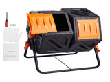 Compost Bin 37 Gal Dual-Chamber Composter Tumbler Rotating Sliding Doors V952-FGDFJ37JL000EYX7CV0