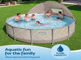 Bestway Swimming Pools 396cm x 107cm Steel Above Ground Canopy Backyard Pool Set White BW-POOL-RC-396-561FX