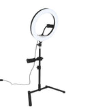 12 Inch LED Video Ring Light with Tabletop Light Stand and Phone Holder Black V63-838531