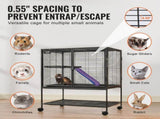 36" Metal Small Animal Cage 2-Tier Rolling Ferret Cage with Tray A Ramp V952-JSXDL322233IWSCUUV0