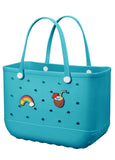 EVA Beach Tote Bag for Swimming, Pool & Travel Waterproof Washable Rubber Handbag with 2 Random V1107-CS-STDDBL