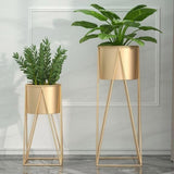 SOGA 50cm Gold Metal Plant Stand with Gold Flower Pot Holder Corner Shelving Rack Indoor Display FPOTH52GLD