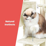 Floofi 97cm Adjustable Base Plush Cat Tree Beige V227-3331641029060