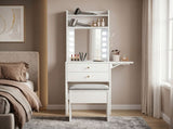 Levede Dressing Table Stool Dressing Vanity Desk Mirror LED Charging Station VM1036-WH-AU
