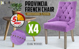 4X French Provincial Dining Chair Oak Leg AMOUR VIOLET V274-FT-FC8443-VT4