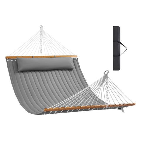 VEVOR Double Fabric Hammock, 12 FT Double Hammock with Hardwood Spreader Bars, 2 Person V952-HFDCBDZJYZXCHF9R8V0