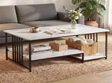 Artiss Coffee Table 100cm Faux Marble Finish Center Table 2-Tier Storage White&Black FUR-T-COF-02-WHGD