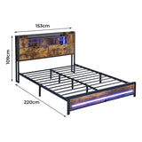 Levede Queen Bed Frame Storage Headboard Industrial BF1066-Q