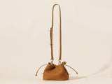 Genuine Leather Mini Bucket Bag with Braided Handle - Chic Drawstring Crossbody Purse V888-ELOSUNG35982