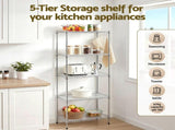Artiss 5-Tier Kitchen Rack Shelf Shelving Unit 60x35x150CM Adjustable Metal Storage Shelves Silver KR-MEL-5S-60-SS