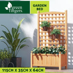 Green Fingers Garden Bed Wooden 64x35x115cm Planter Raised Box Container Trellis GARDEN-WOOD-PANEL-58