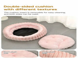 Washable Notch Style Round Pet Bed, Plush Anti-Moisture Pet Sleeping Bed, Coffee, Size M, V1221-XM-LB2822-GM115