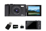 4K Digital Camera Flip Screen Autofocus for Vlogging and Photography Beginners - Black V1263-JX-6749-1