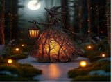Halloween Lamp, 1PC 7" Gothic Spooky Decor with Holding Lantern, Small Stained Glass V1370-AZ4-24639