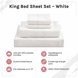 King Bed Sheet Set 1800 Series Microfiber, Deep Pocket, Soft & Breathable, White V63-953251