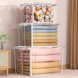 2x 82 Litre Modular Clear Foldable Storage Box with Lid Plastic Tub Collapsible V563-75201-2X