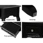 Artiss Console Table 3 Drawers Black Hamptons DRESS-D-NEW-HS-3D-BK