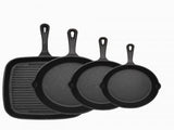 Four-piece set Heavy Duty Cast Iron Skillet & Grill Pan Thickened Vintage Style Cookware for Steak V888-ELOSUNG40412