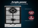 Devanti Gas Cooktop 30cm 2 Burner Silver CT-GAS-2B-C-SS