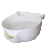 Strainer Bowl 2 Layer Fruit Colander Basket Plastic with Phone Bracket for Kitchen Food White V1294-YM0703-3118230064313