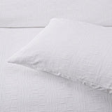 Bianca Cosmo White Soft Chenille Geometric Quilt Cover Set King V442-BCA-QUILTCS-COSMO-WHITE-KI