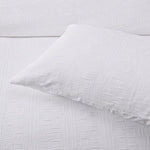 Bianca Cosmo White Soft Chenille Geometric Quilt Cover Set Double V442-BCA-QUILTCS-COSMO-WHITE-DS