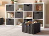 Faux Wicker Storage Baskets with Handles Foldable Organizer Bins for Shelves, 28x28x28cm V1237-ZY00B0GQ9KXN1M