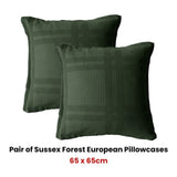 Bianca Pair of Sussex Forest Green European Pillowcases V442-BCA-PILLOWC-SUSSEX-FORESTGREEN-EU