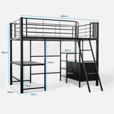 Gaming Loft Bed with Desk and Storage Cabinet, Steel Metal Frame, Space Saving Design, for Single V219-BEDSBBKSL6GA