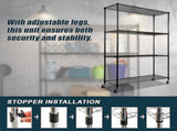 Modular Wire Storage 150x45cm Steel Shelving Black With Wheels For Garage Warehouse Or Kitchen V63-841201