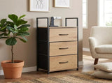 CARLA HOME 3 Drawer Tallboy Storage Cabinet - Brown - Rustic - Steel - Chest Drawers Tallboy V178-36451