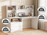 Artiss Computer Desk Office Study Desks Table Bookshelf Drawer White 120cm FUR-W-CD120-WHT-AB