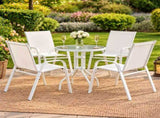 Gardeon 5PC Bistro Set Outdoor Table and Chairs Stackable Patio Furniture White FF-STA-AL80-WH-4CH