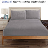Ramesses Teddy Fleece Fitted Sheet Combo Set Charcoal King V442-KIT-FITTEDSS-TEDDYFLEECE-CHARCOAL-KI