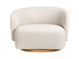 Artiss Swivel Armchair 360&deg Curved Accent Chair Linen Fabric Beige UPHO-K-SWL-FB-BG