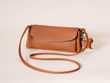 Genuine Leather Flap Crossbody Bag with Elephant Charm - Compact & Stylish Shoulder Purse V888-ELOSUNG35966