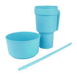 2 In 1 Snack Drink Cup with Straw Large Opening Plastic Beverage Cup Top Snack Bowl for Movie V1294-YM0901-3118230165612