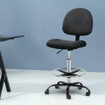 Artiss Office Chair Drafting Stool Fabric Chairs Black OCHAIR-G-RING-07B-BK