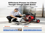 Drain Cleaner Machine 30m x 9.5mm, Auto Feed Sewer Snake Auger, Portable Drain Cleaning Machine with V952-GDSTJLSGTSZDG6NEF001V3