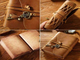 Antique Leather Journal Writing Notebook for Key Bandage Journal Notepad Thick Paper for Work Travel V1192-AZ-W-23296