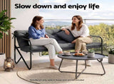 Gardeon Garden Bench 2 Seater Outdoor Bench Metal with Cushion 118cm Black GB-TEX-CUSHION-BK